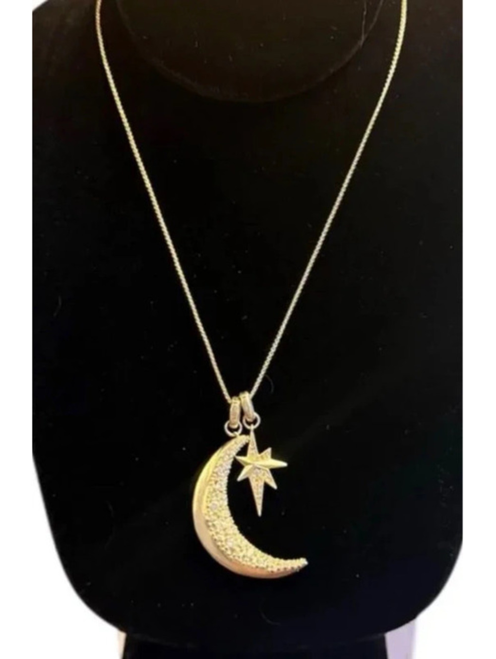 Vintage Kendra Scott Gold Moon and Star Pendant Necklace